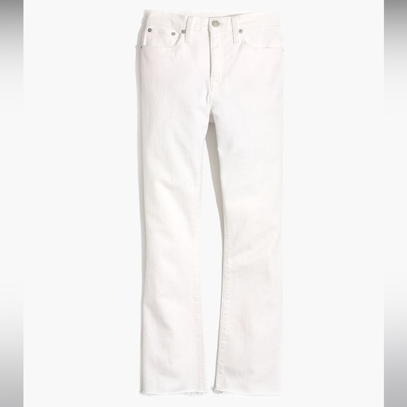Madewell Cali Demi Boot Jeans in Pure White Denim Raw Hem Edition Size 29 - Picture 9 of 17